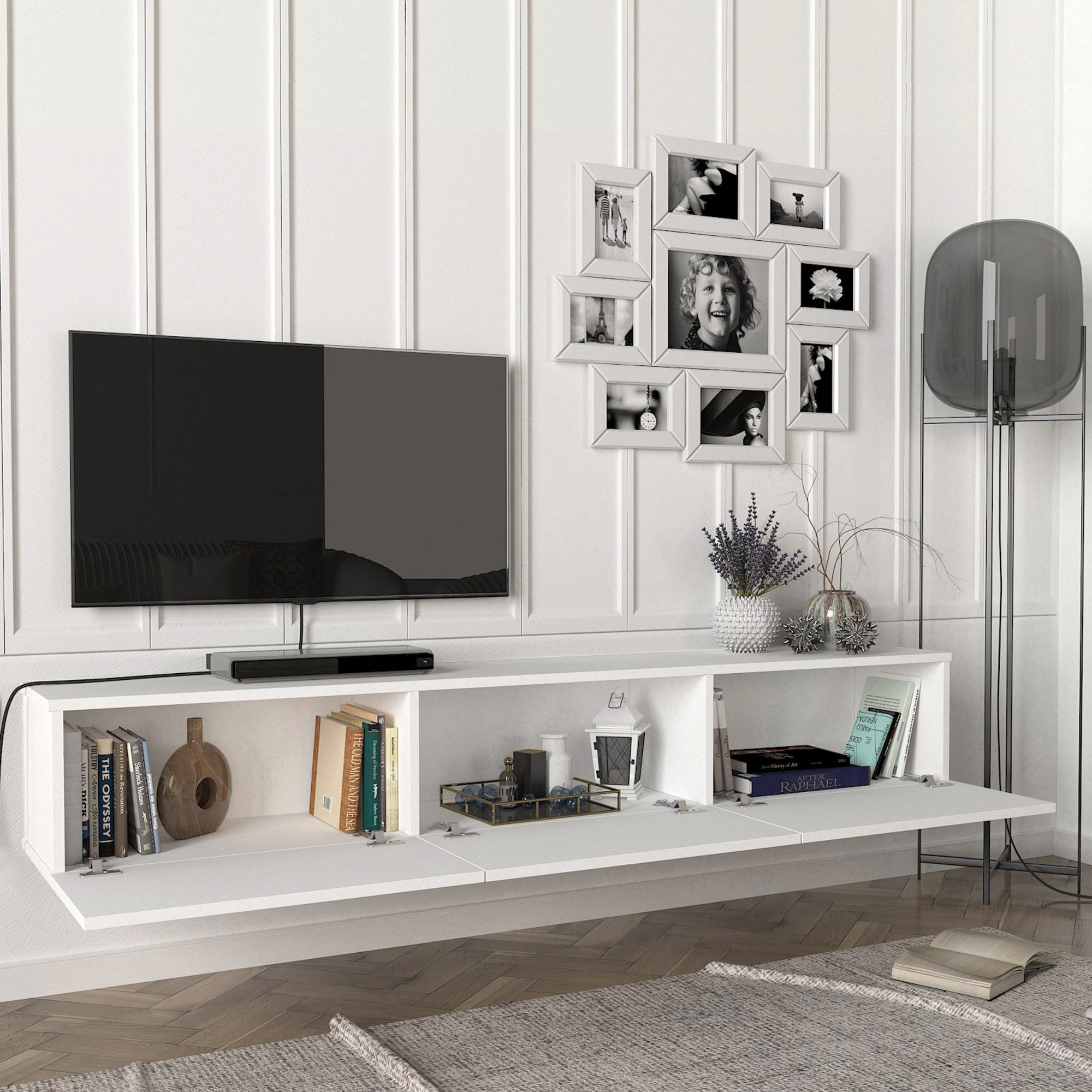 Meuble TV Vihti 180 x 31 x 29,5 cm blanc [en.casa] - 3