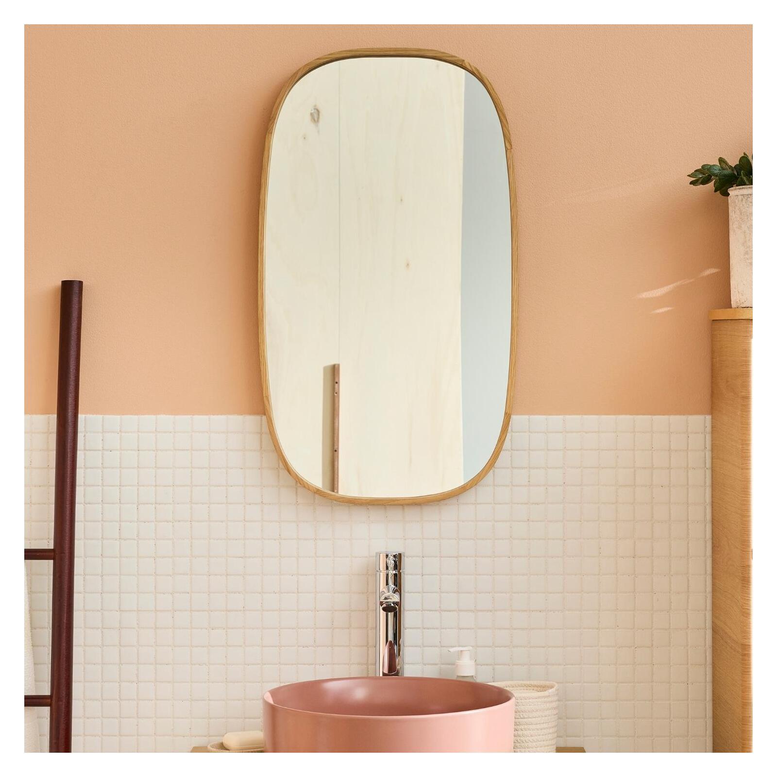 Grand miroir italien des années 1950 avec cadre en bois de cerisier En vente sur