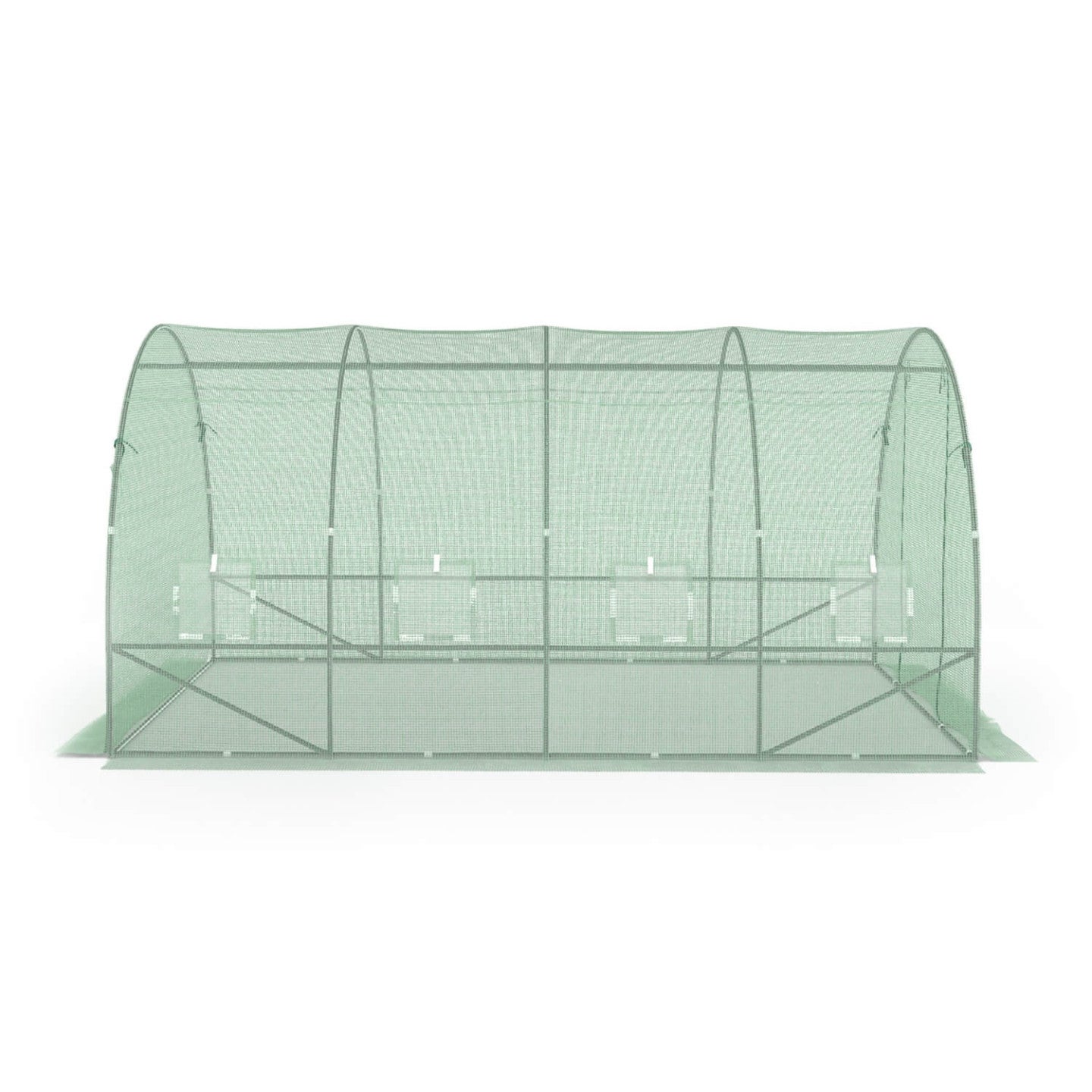 Bâche de rechange pour serre de jardin tunnel 12m² 4 x 3 x 2 m anti-UV avec porte et fenêtres ZEBRA verte - 5