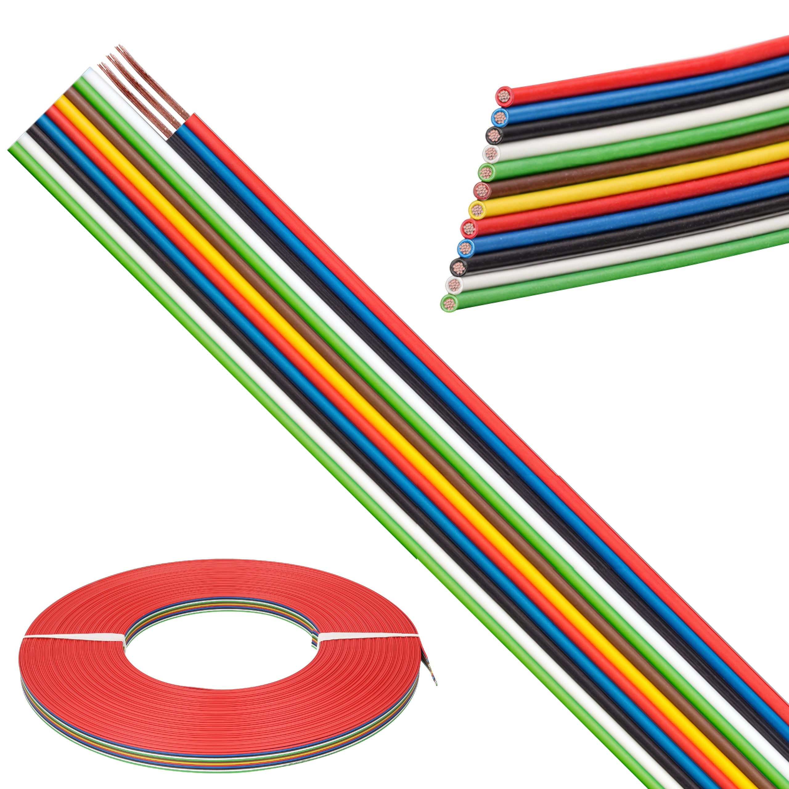 Kabel telekomunikacyjny wstążkowy TLWY 12x0,35mm2 kolorowy 150V montażowy linka Technokabel 50m