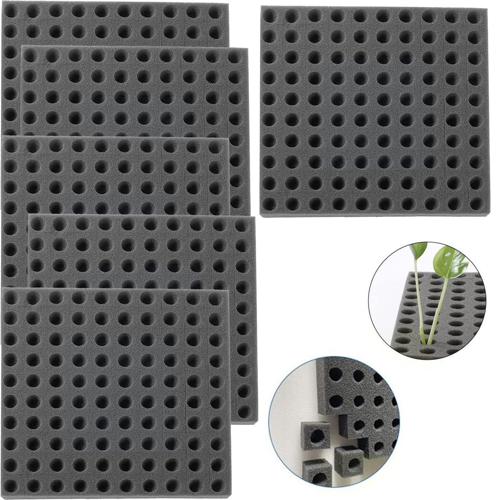 5 kwadratowych gąbek hydroponicznych, kwadratowe gąbki do siewu, narzędzia ogrodnicze, odpowiednie do uprawy małych sadzonek w szklarni (szare)