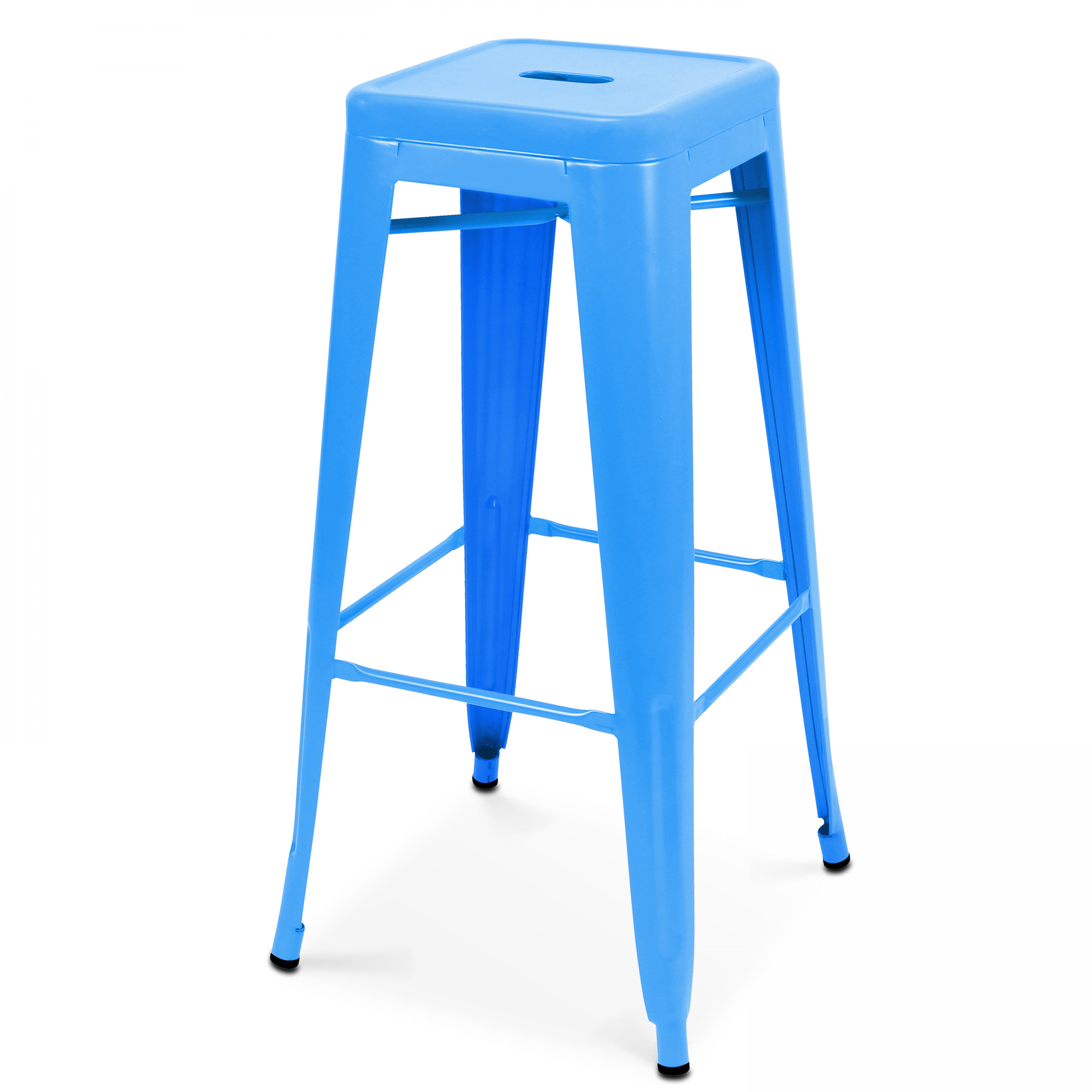Lot de 4 tabourets de bar en acier bleu mat - 2
