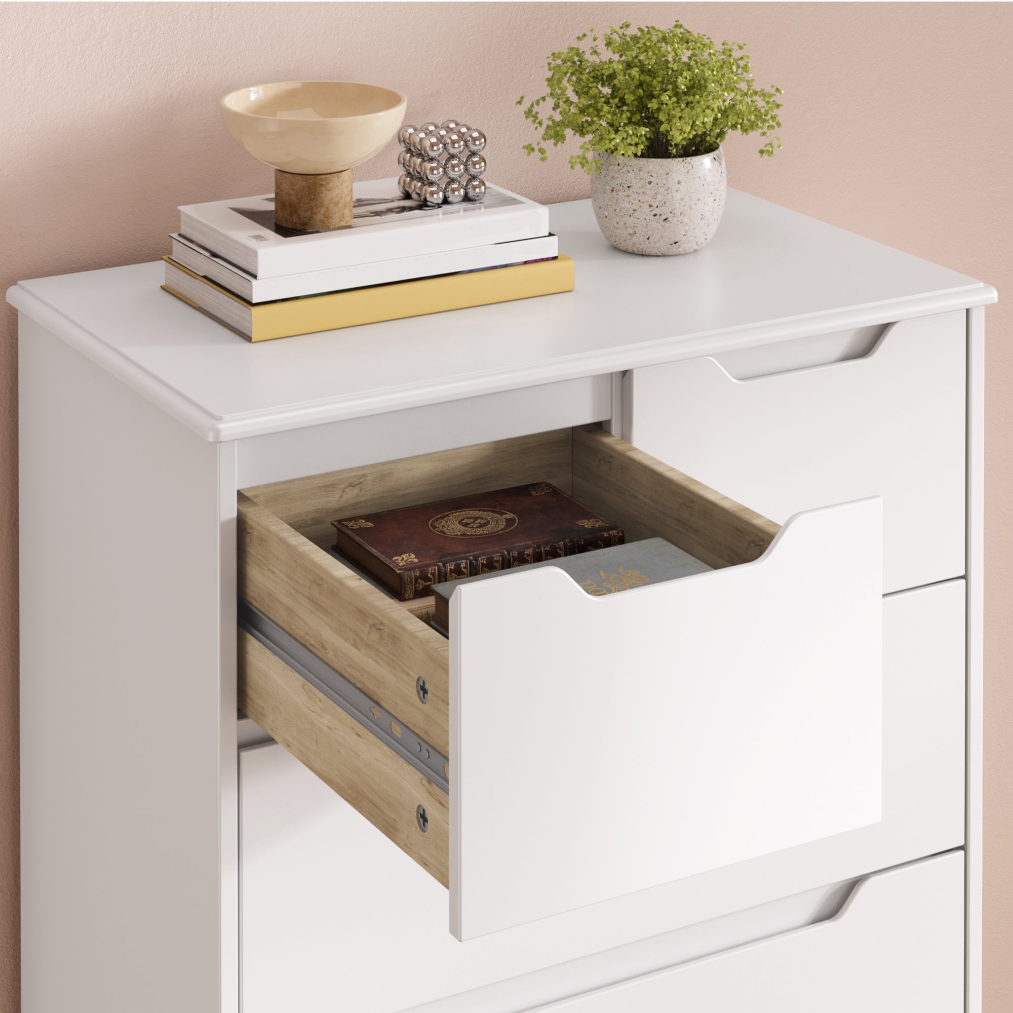 Cassettiera a 5 cassetti, bianca, 72 x 41 x 94 cm Bealife - 8