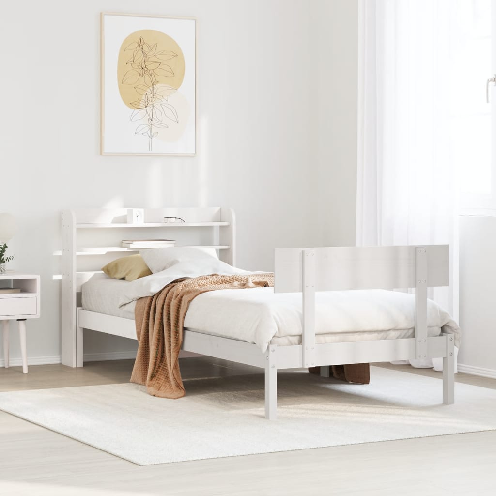 Rama łóżka bez materaca, biała, 90x200 cm, lite drewno sosnowe vidaXL