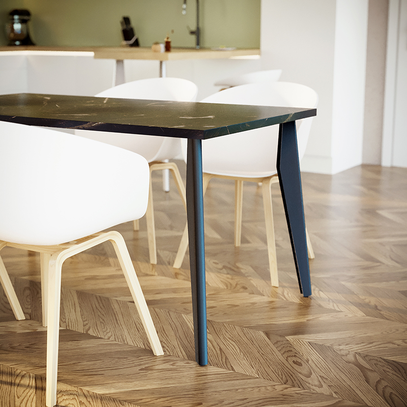 Lot de 2 pieds profilés DECO-GEM pour table haute en acier finition époxy blanc à visser, H.71 cm - 5