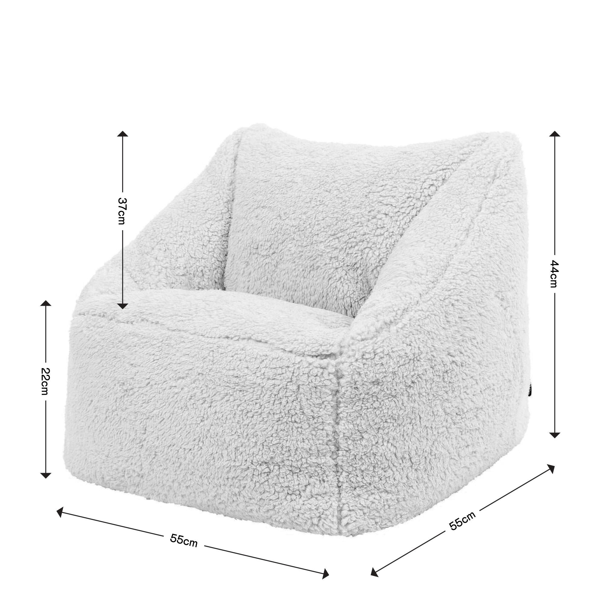 Pouf fauteuil enfant Icon polaire gris clair, chambre, salon, 55x55cm Oeko-Tex® - 7