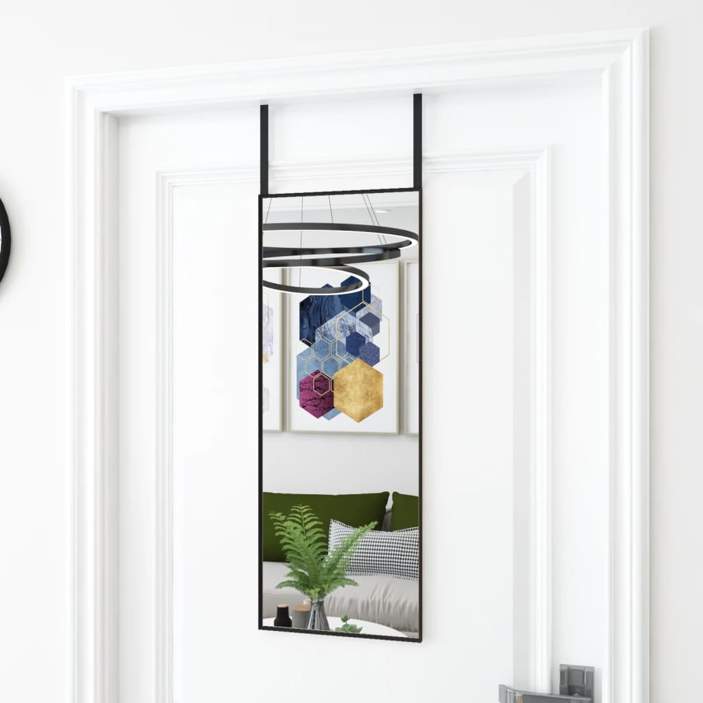 Miroir de porte en verre noir et aluminium 30x80 cm- COMFORTXL - 2