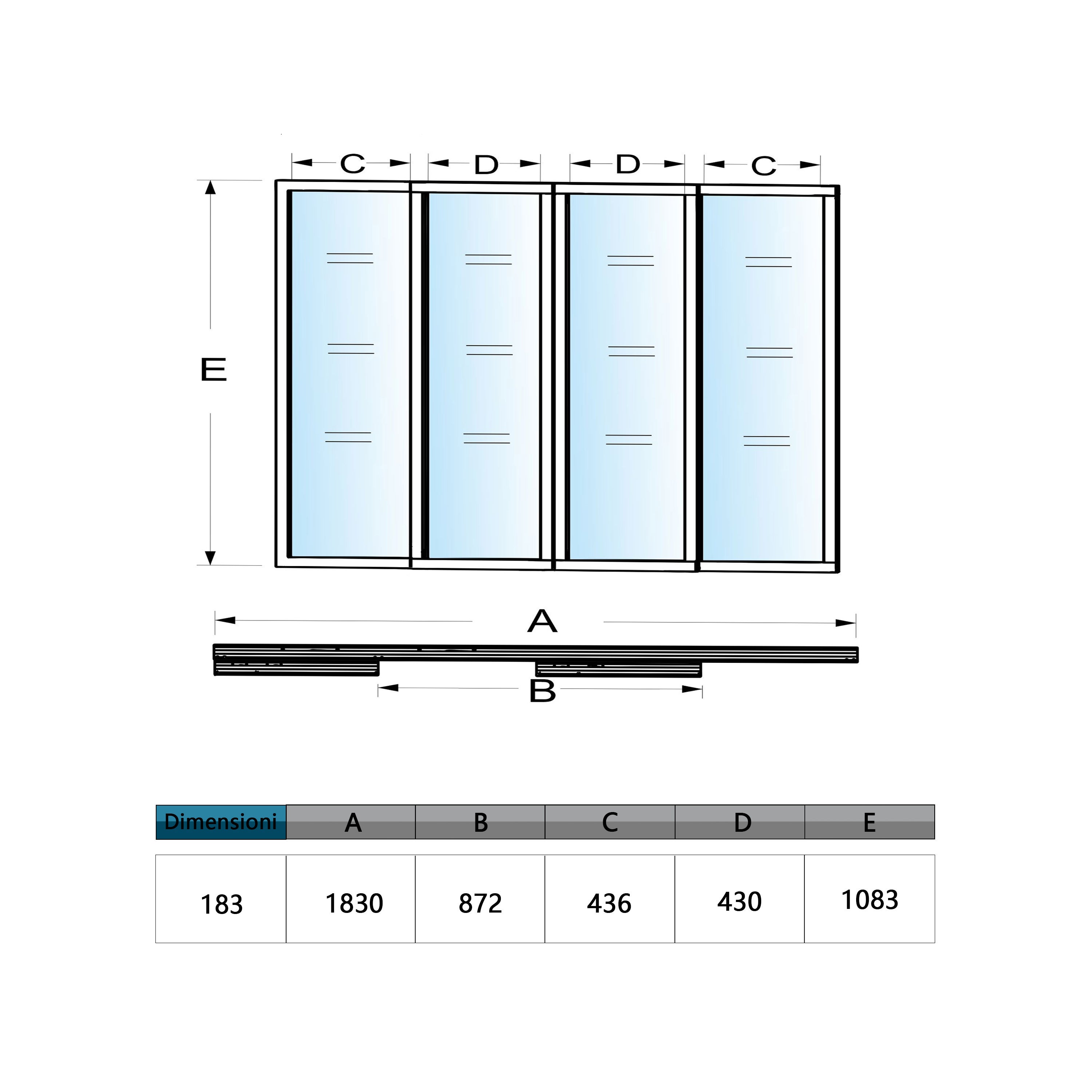 Verrière atelier coulissante en alu noir, 183 x H.108cm, 4 vitrages ( 2 fixe + 2 mobile ) clairs inclus, en kit complet - 5