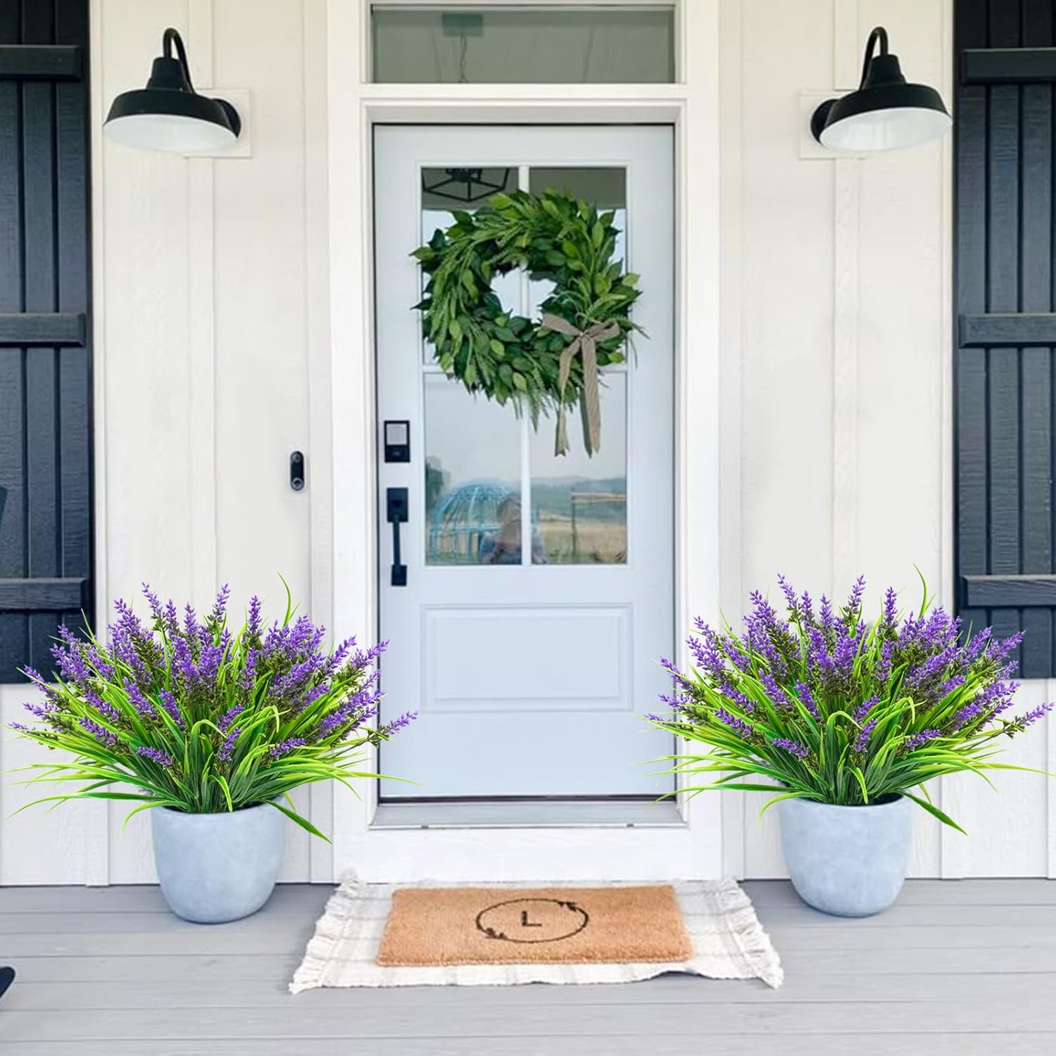 Paquete de 10 lavandas artificiales - Decoración vegetal para jardín, porche, boda | Plantas artificiales resistentes a los rayos UV - 3