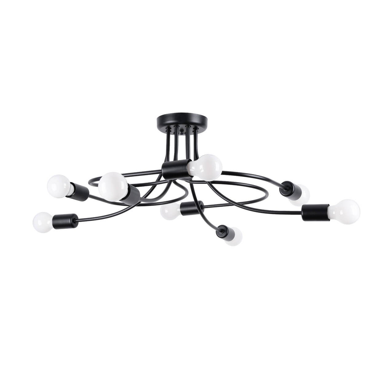 Lampa sufitowa wisząca Levar czarna 8xE27x15W industrialna wym: 28 x 58 x 58 cm metal Sollux Lighting