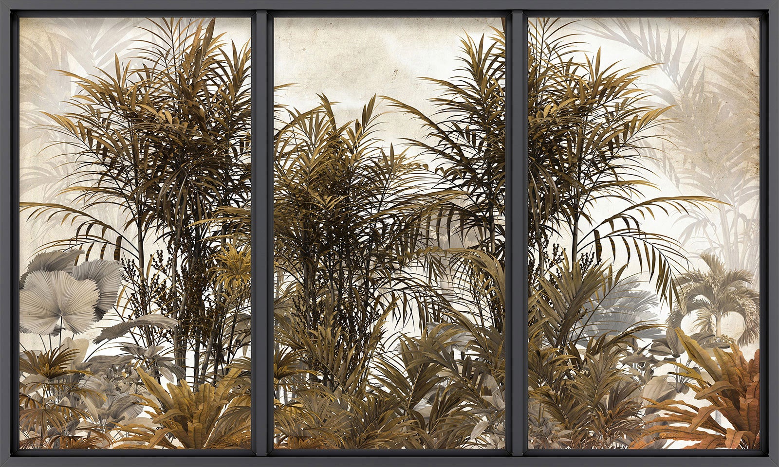 Papier peint panoramique Trompe l'oeil baie vitrée - Jungle - Largeur 325 cm x Hauteur 195 cm - 2