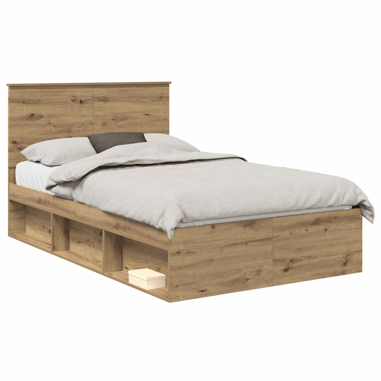 Cadre de lit chêne artisanal 120 x 190 cm bois de pin massif - 2