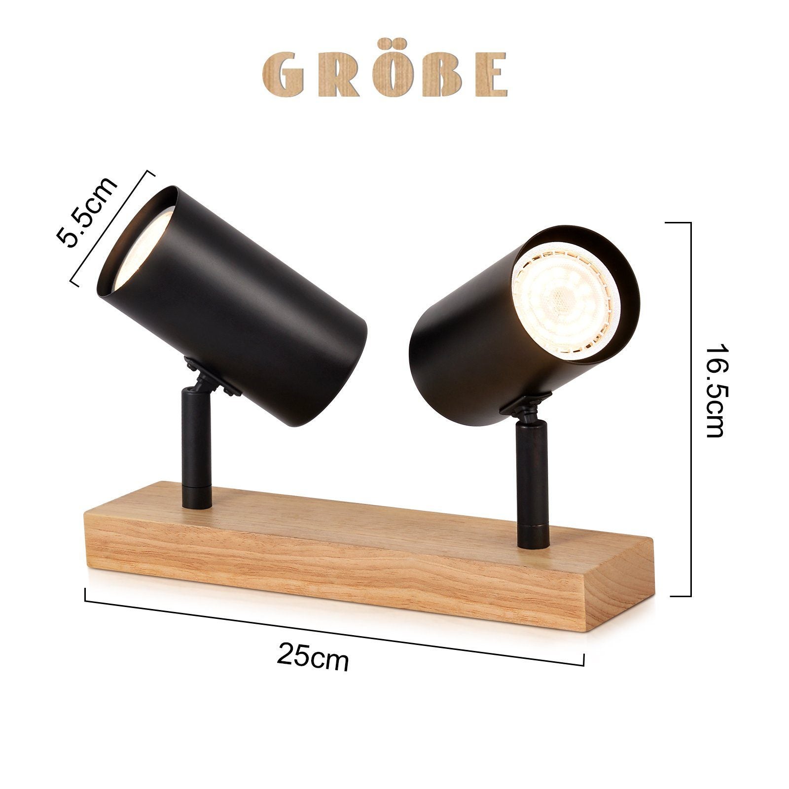 NETTLIFE 2 Focos de Techo GU10 de Madera Negra Orientables 350° Estilo Industrial Retro para salón Dormitorio Cocina - 7