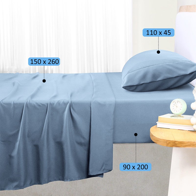 Juego de Sábanas 100% Algodón | 3 Piezas | Bajera Ajustable 30 CM | Funda Almohada Boca Abierta | Hipoalergénico, Absorbe Humedad | Celeste Cama 90 - 4