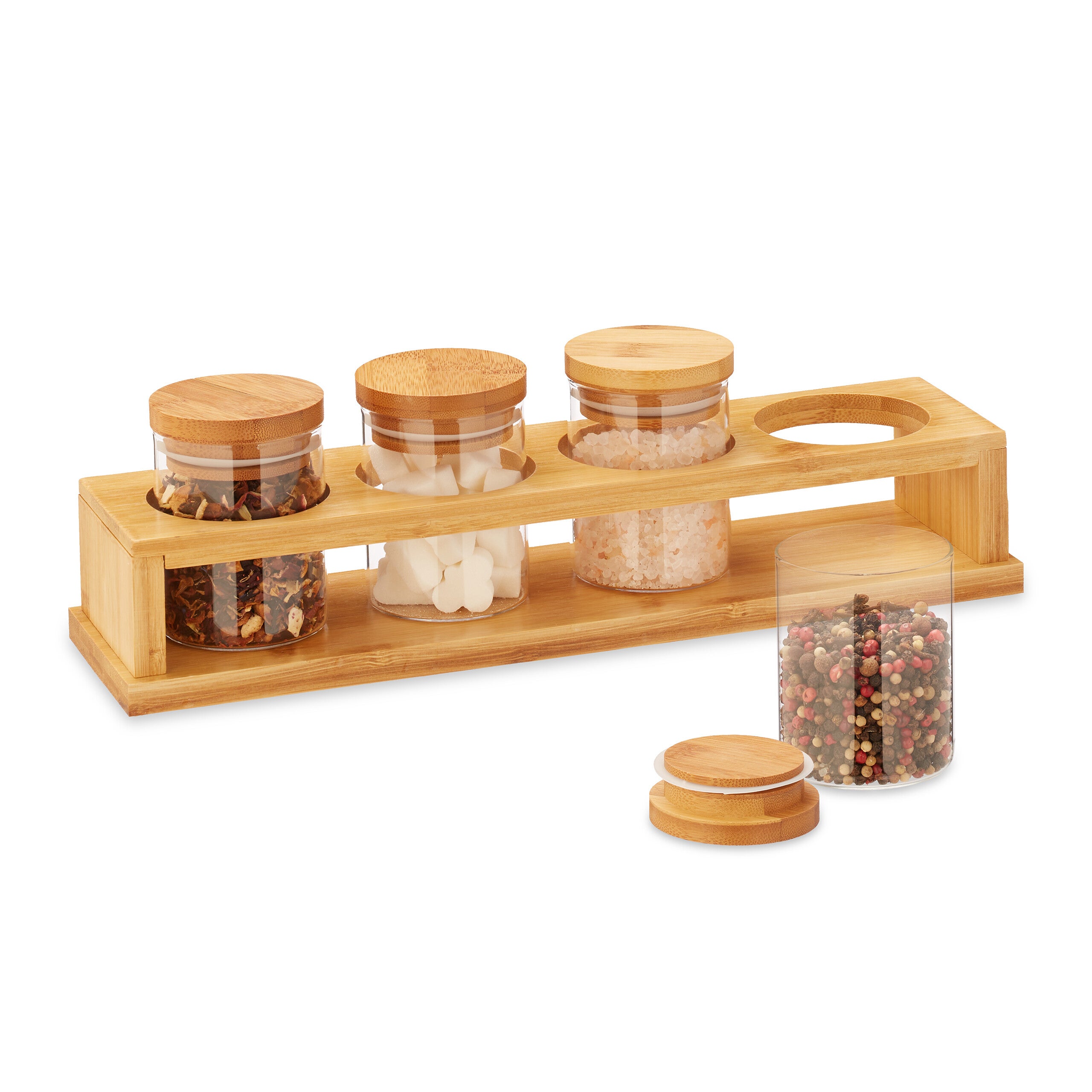 Ensemble 3 Pots à Épices Céramique Blancs avec Cuillère Vendos85