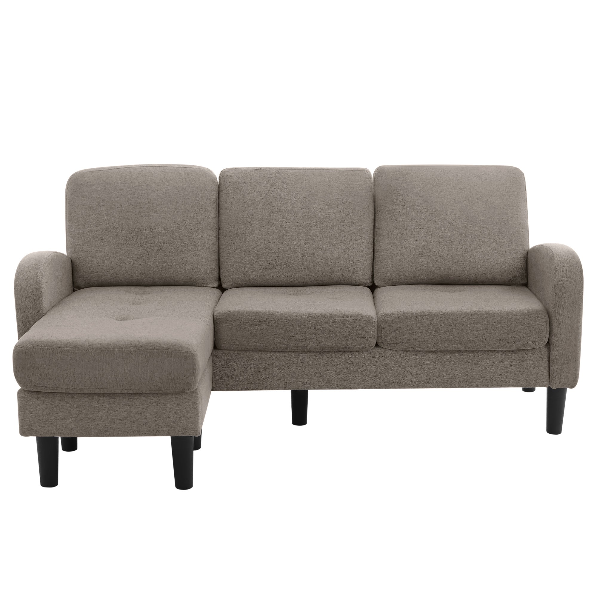 Sofá esquinero con chaise longue - 3 plazas - tejido de algodón y lino - Gris antracita - 7