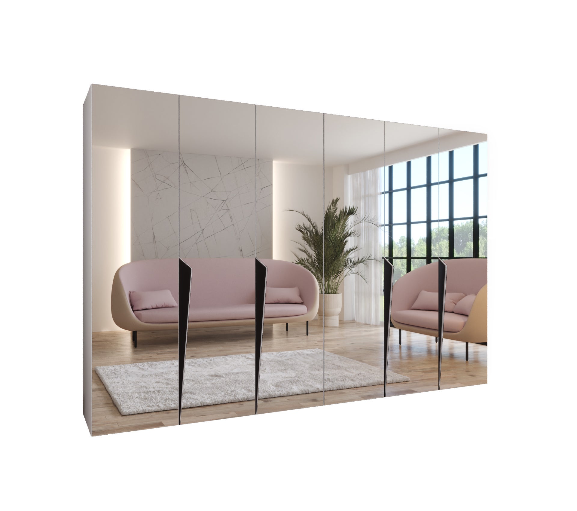 Szafa uchylna otwierana Piano 3 300 (150x2) x 52 x 202 cm biały + u. czarny