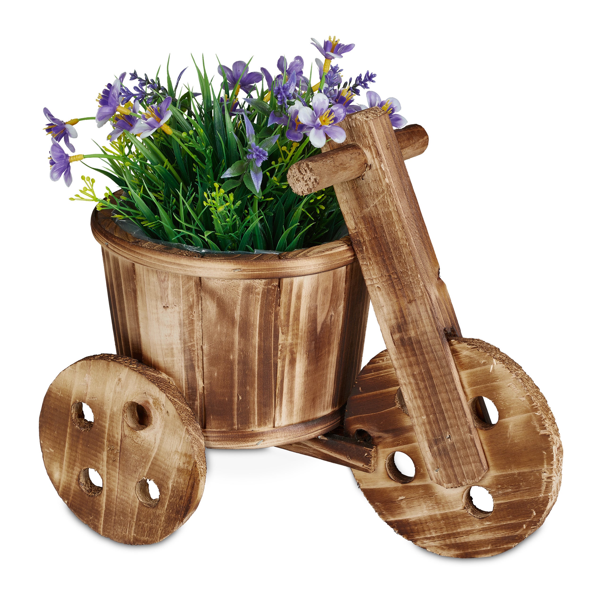 Lot De 2 Brouettes Miniatures En Bois Brûlé - Décoration Vintage Pour Jardin Et Plantes