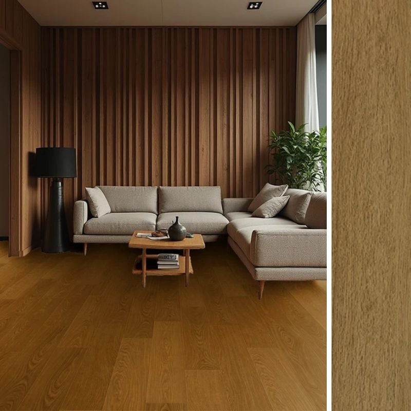 Arquiservi|suelo vinílico en click spc xl . base incluída (5mm) (20,9 m²) canela . alta resistencia, apto suelo radiante, hidrófugo.