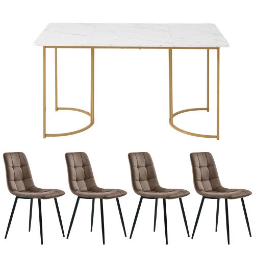Set Tavolo e Sedie da Pranzo 5 Pezzi, Tavolo Cucina Rettangolare 110 cm con Sedie Imbottite per 4 Persone, Set Mobili Salvaspazio per Soggiorn | Leroy Merlin