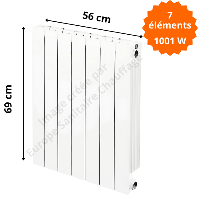 Radiateur aluminium vertical H.69 x 56 cm VIP 600 Deville 1001 W