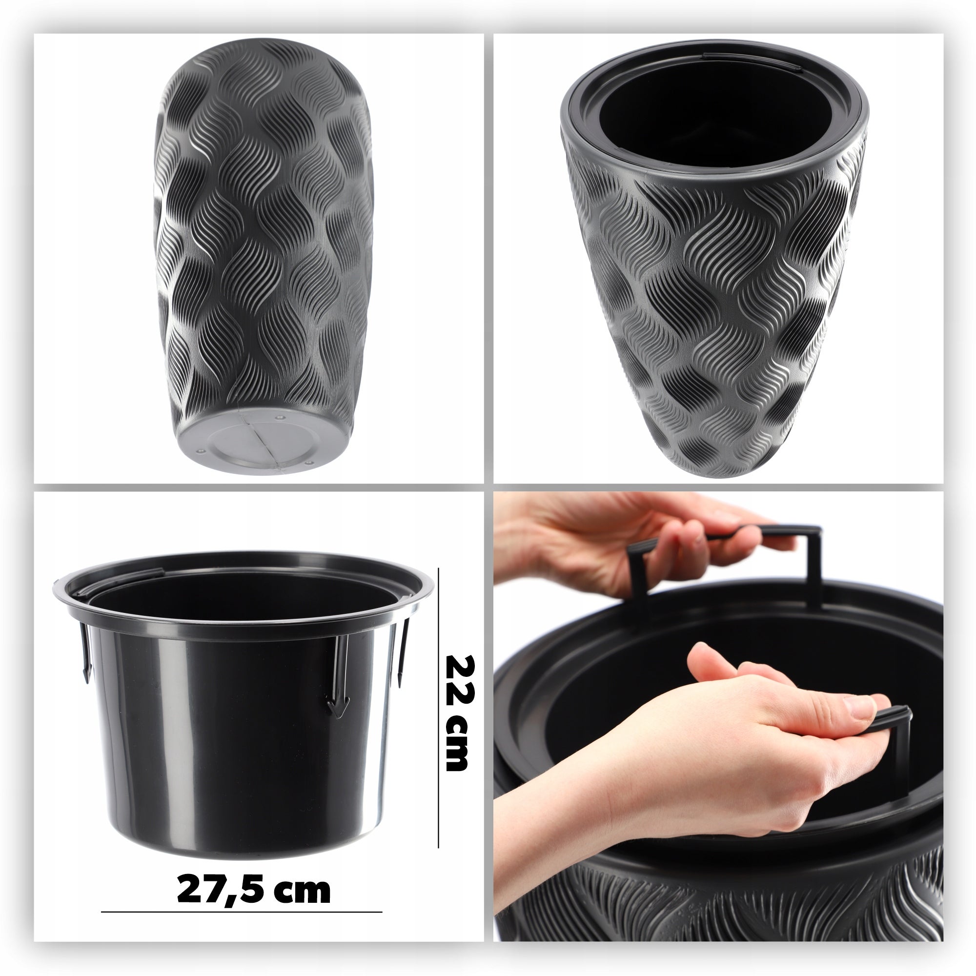 Vaso de flores KADAX com inserção Vaso de jardim antracite 58,5 cm - 4
