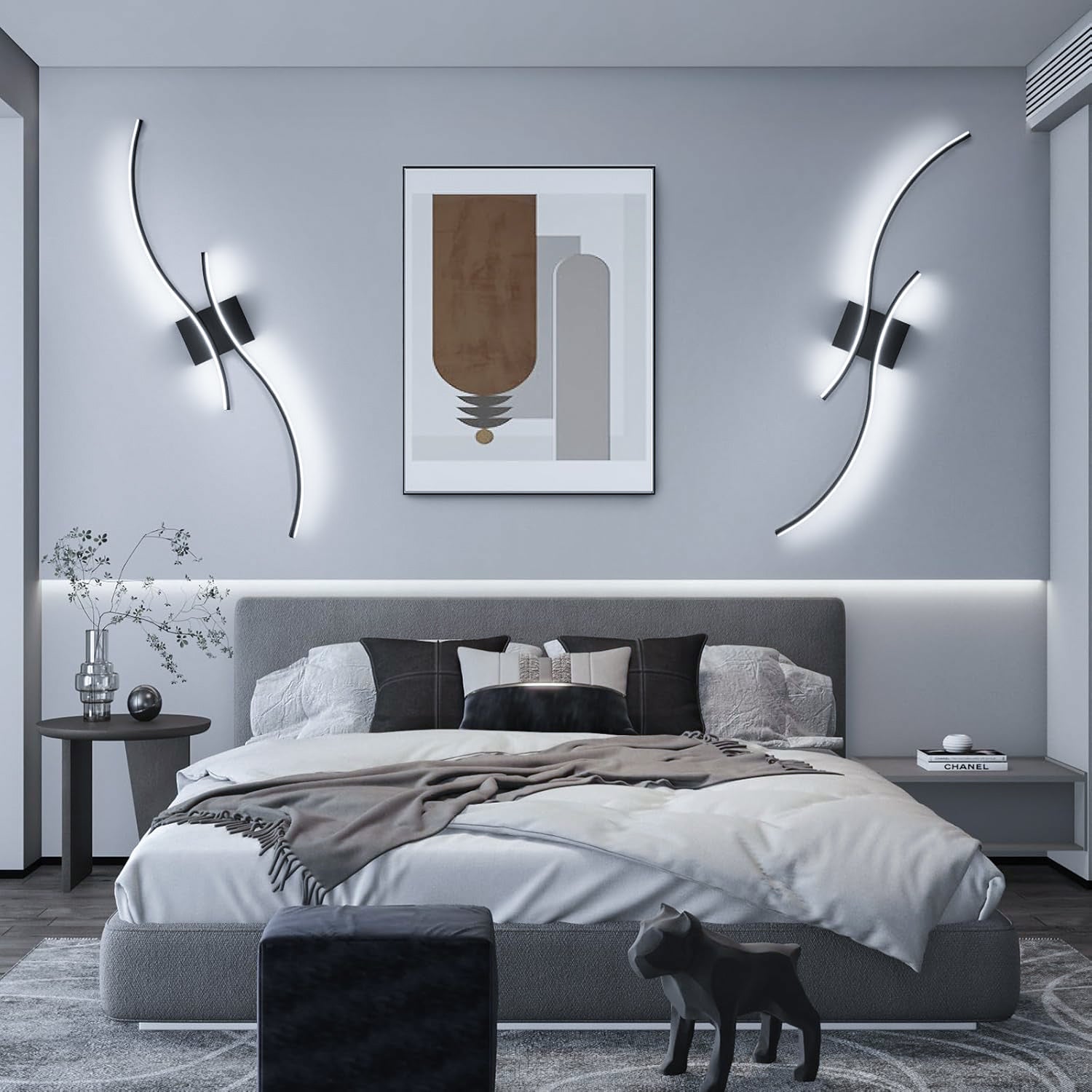 Applique murale moderne à arc, lampe murale LED, lampe de chevet d'intérieur, plafonnier, lampes décoratives, 60 cm x 15 cm (blanc froid, 6&nbsp;000 K) - 3