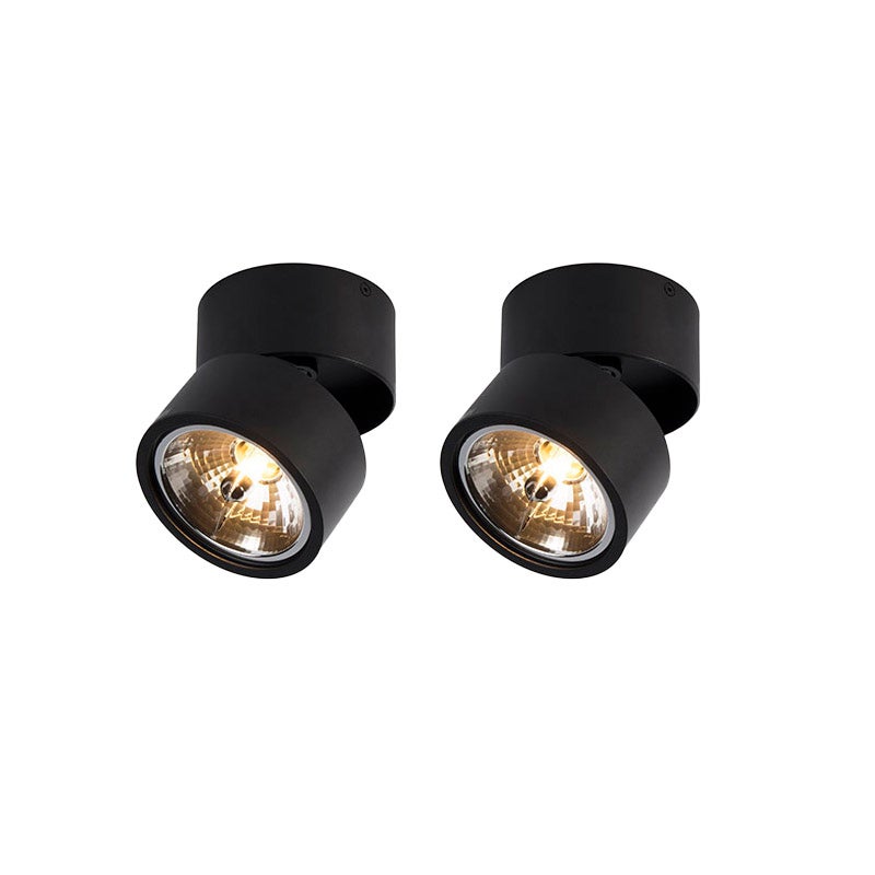 Zestaw 2 nowoczesnych reflektorów czarnych okrągłych regulowanych - Go Nine