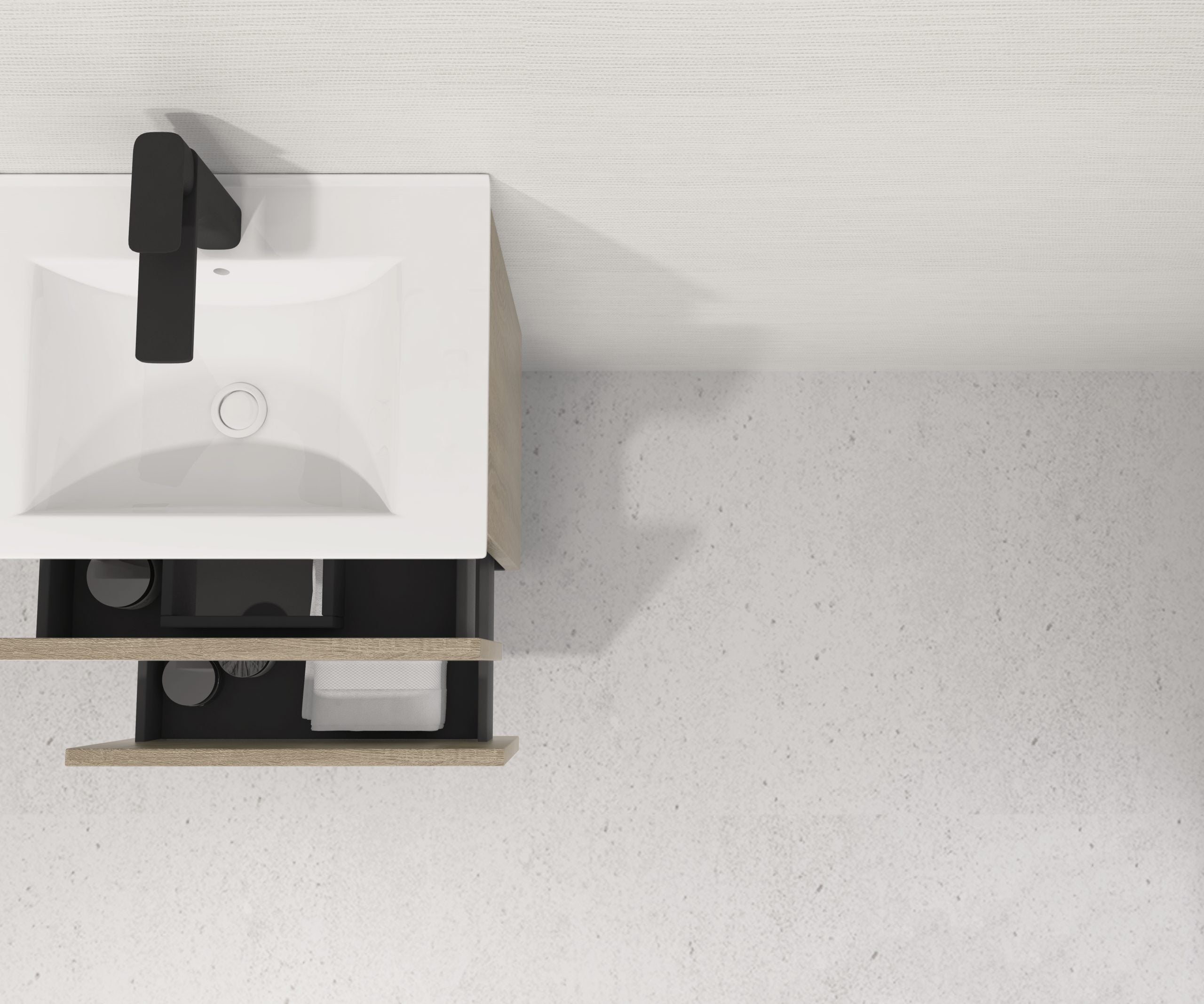 Pack Meuble Salle de Bain Avantarea avec Vasque Simple et Miroir Lisse CARCANS Chêne Bardolino 50CM - 3