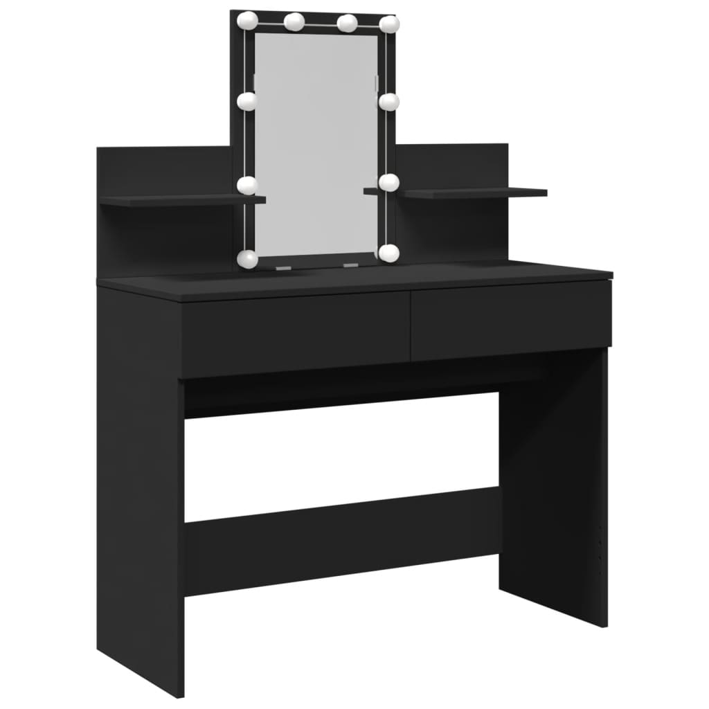 Coiffeuse avec miroir LED en Bois Noir H. 130 x l. 100 x P. 40 cm ...