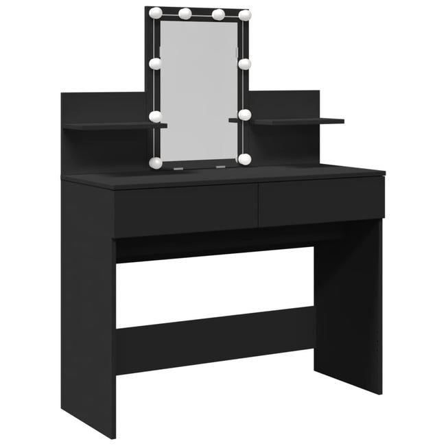 Coiffeuse avec miroir LED en Bois Noir H. 130 x l. 100 x P. 40 cm ...