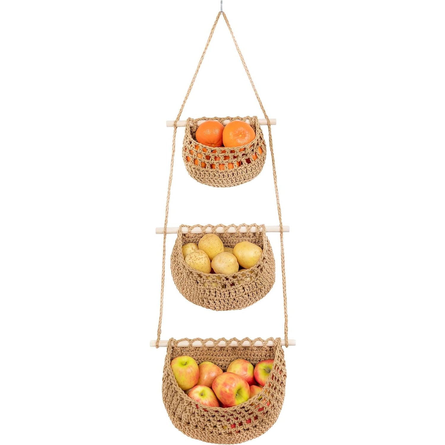 Qqmora Panier Suspendu Panier De Rangement En Bois Tissé à La Main