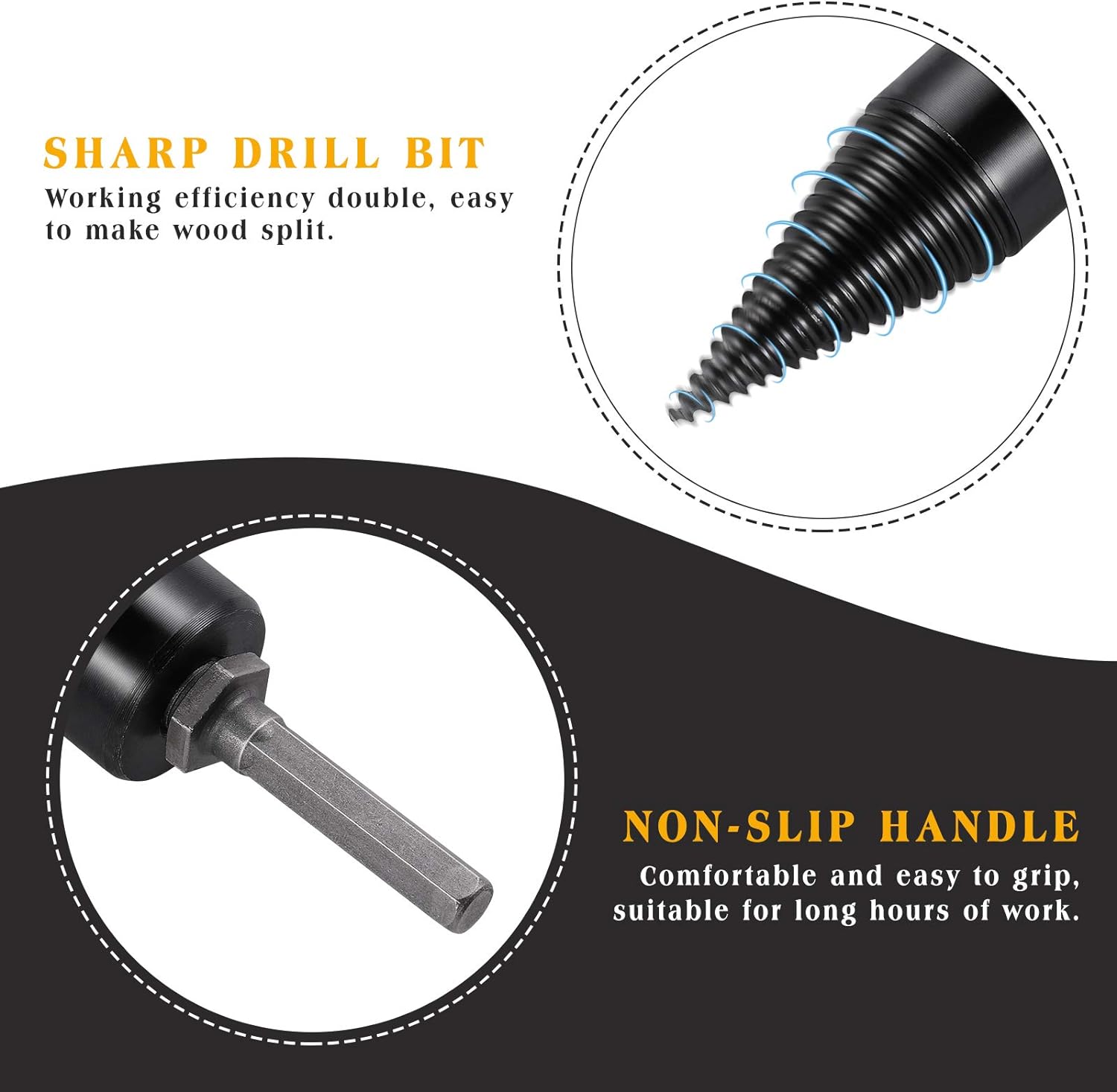 Fendeuse De Bûches 32+42 Mm Avec Poignées - Lot Vis Cônes Fendeur Bois Perceuse