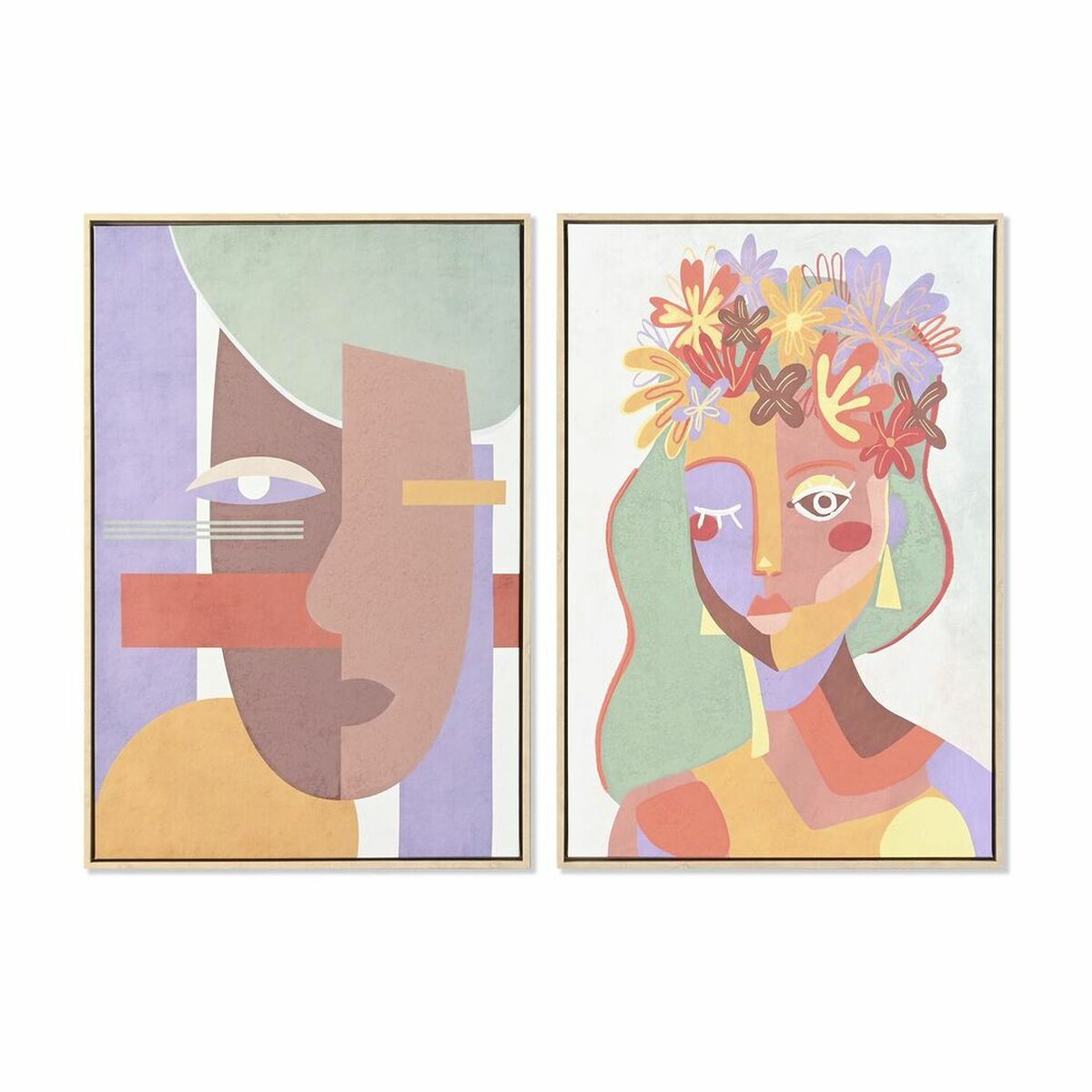 Cuadro dkd home decor 63 x 4 x 93 cm mujer urbano (2 unidades)