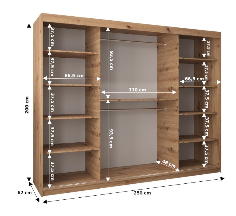 Szafa przesuwna garderoba ROMA 1 250 x 62 x 200 cm Biały - Abiks Meble - 4