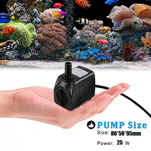 Pompe à eau pour fontaine 25W, débit 1500L/h, hauteur de refoulement 2m, 2 buses, convient aux aquariums, bassins, étangs et piscines. - 2