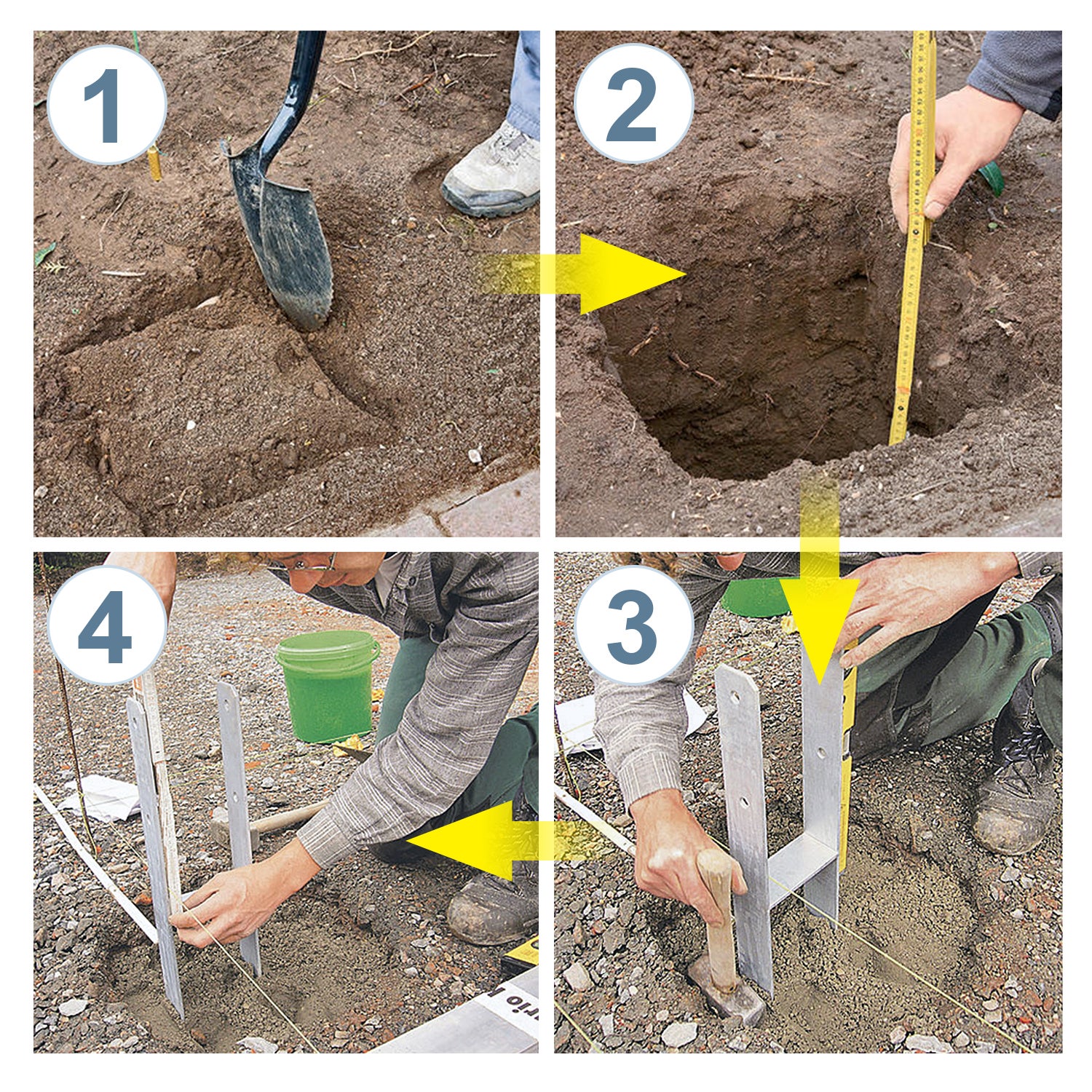 4x Ancres H Support de poteau Accessoires pour jeux de jardin 600MM galvanisé à chaud galvanisé à chaud Ancres de poteau 121MM - 2