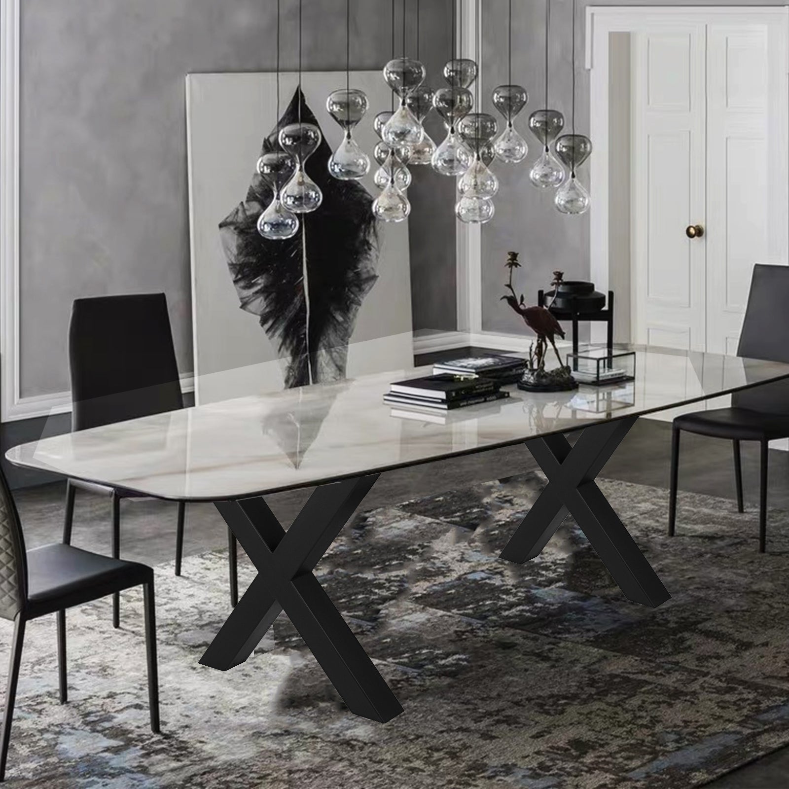 Piedi da Tavolo in Metallo SucceBuy Acciaio 72 x 75 cm, Neri, Struttura a Telaio X, Stile Rustico e Industriale, Alta Resistenza - 2