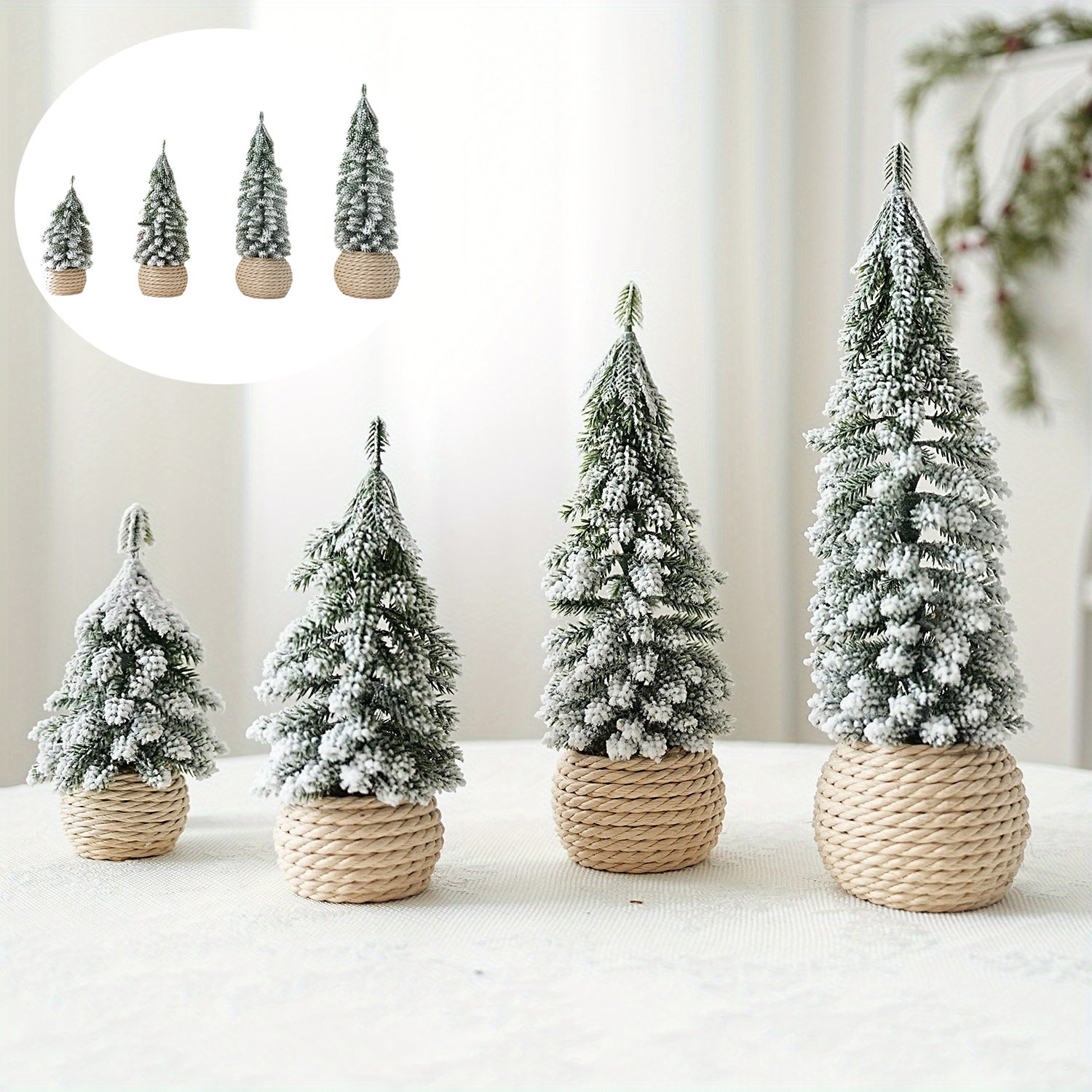 Sapin De Noël Artificiel Enneigé 45 Cm - Décoration Bureau, Maison, Magasin - PVC Avec Neige - Pied Stable - Idéal Petits Espaces