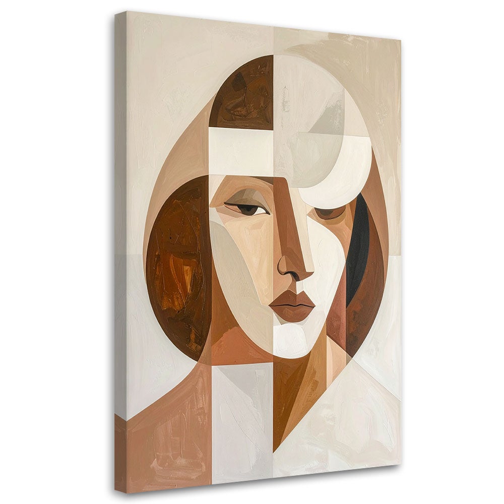 Obraz do salonu sypialni, Abstrakcyjna Sztuka Portret Kobiety w beżu i brązach 70x100