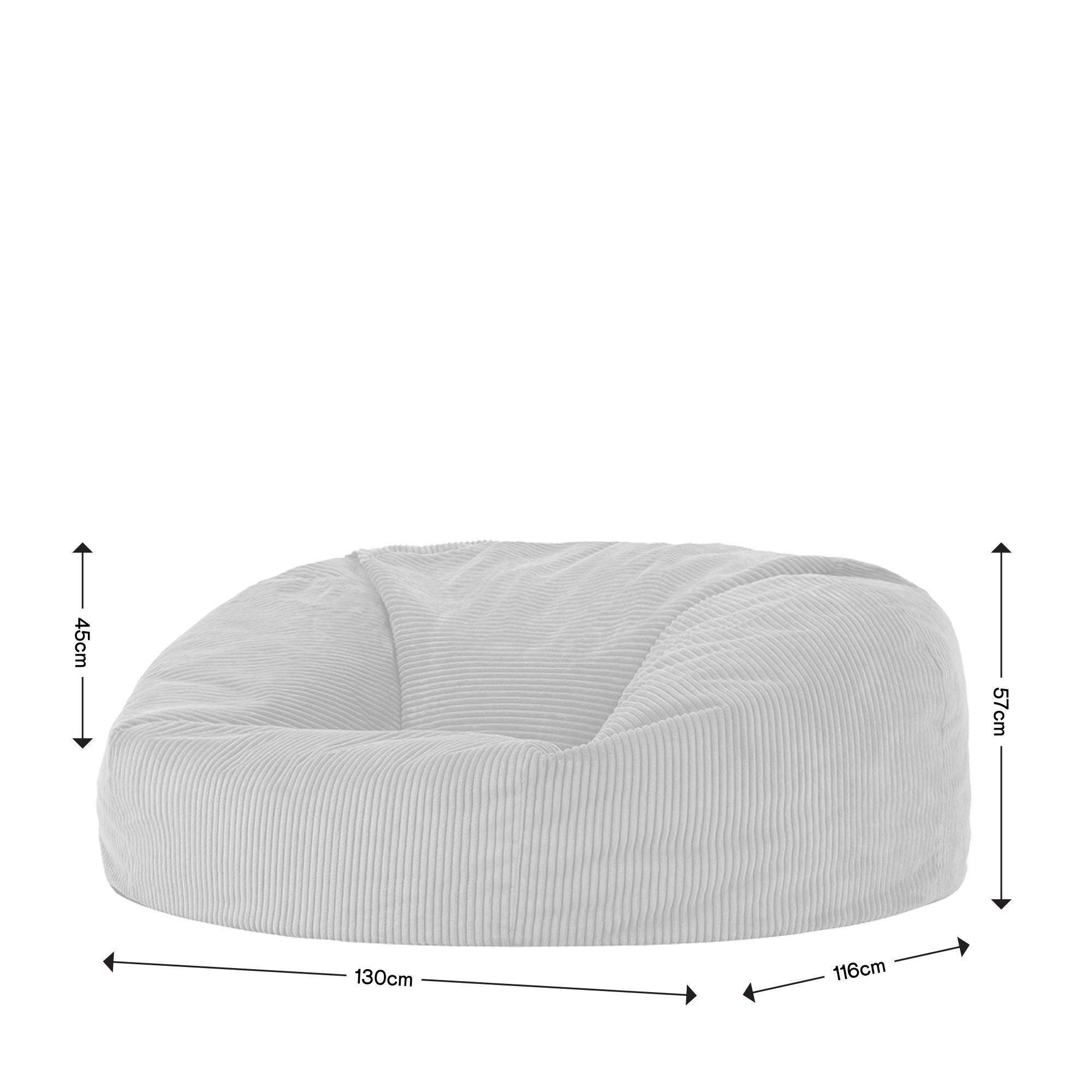 Pouf géant canapé Icon velours côtelé beige galet, 130x116x57cm Oeko-Tex® - 8