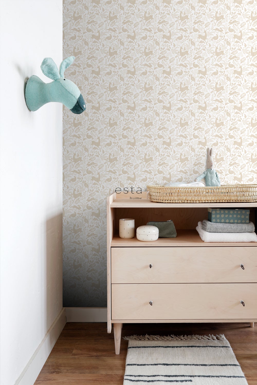 Papier peint forêt avec des animaux de la forêt beige - 50 x 900 cm - ESTAhome - 4