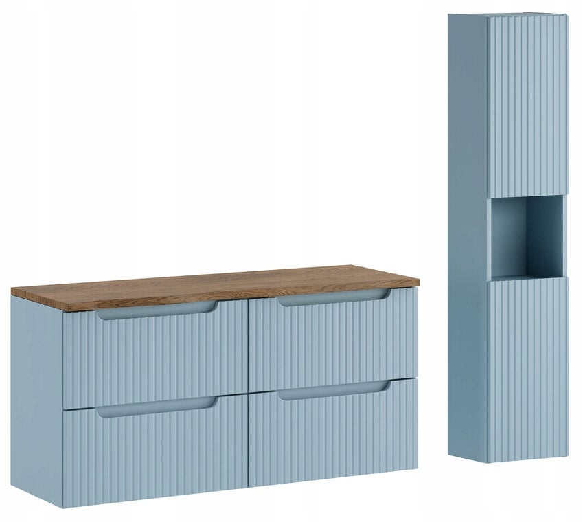 Szafka łazienkowa NOVA DENIM 120 cm z blatem dąb Casella i słupkiem