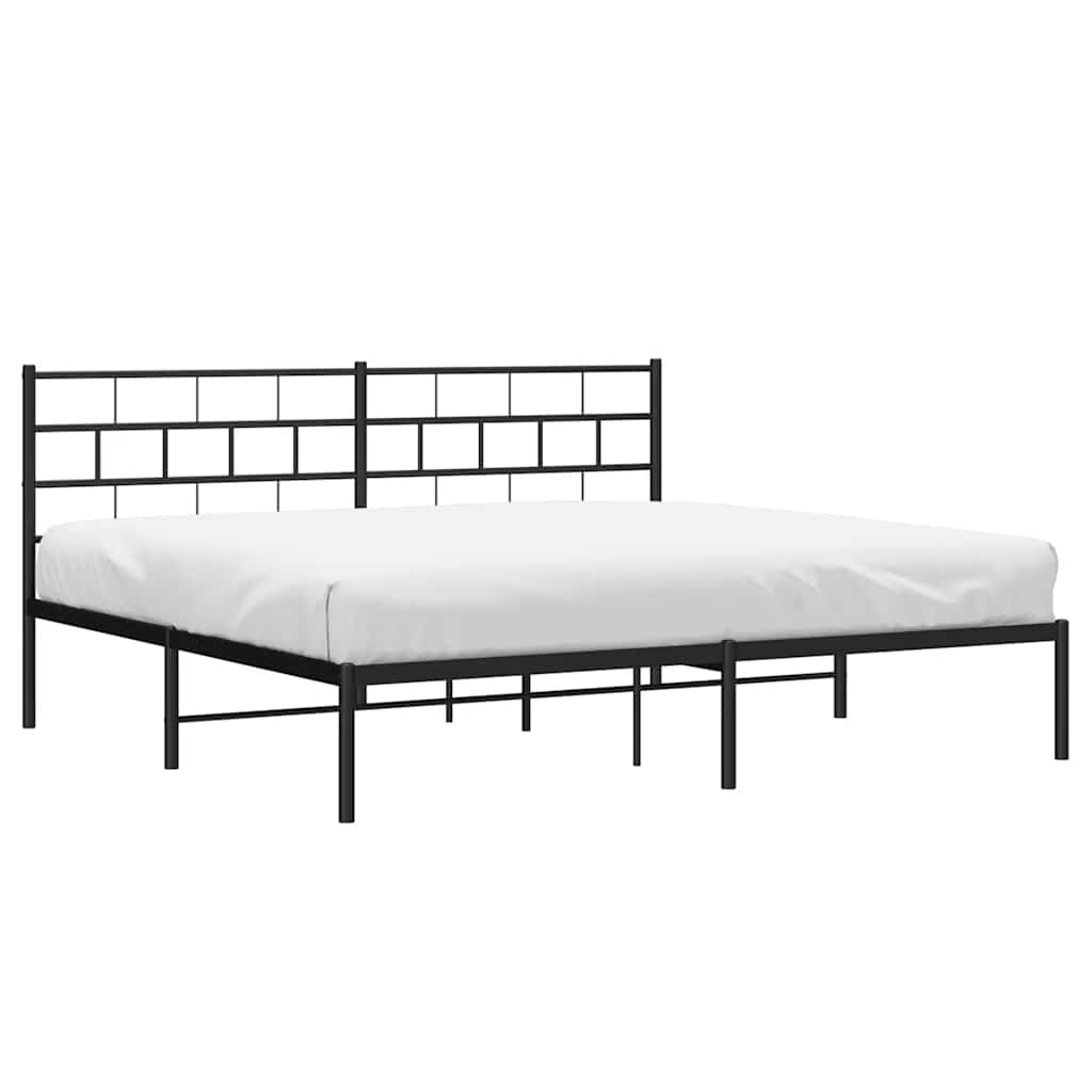 Estructura cama sin colchón con cabecero metal negro 193x203 cm vidaXL - 3