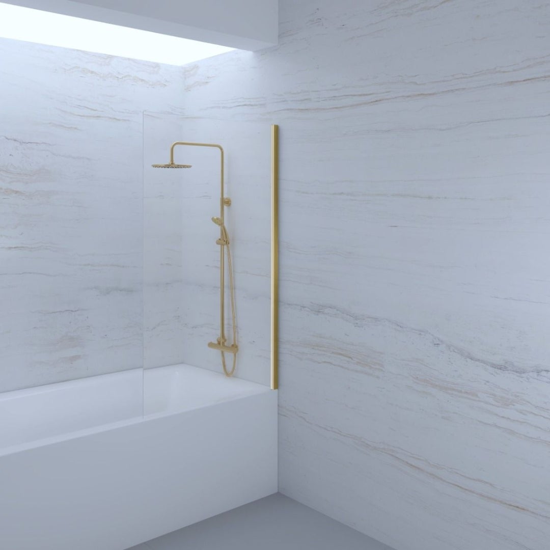 Pare-Baignoire fixe verre anticalcaire et aluminium 80 x 140 Or Brossé - 7
