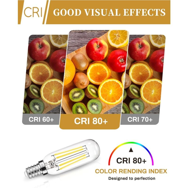 Ampoule Hotte Aspirante 40W de Remplacement Incandescent, E14 T25 LED 4W Ampoule de hotte, Ampoule à Filament Edison, Blanc, 6000K, Paquet de 2 - 3