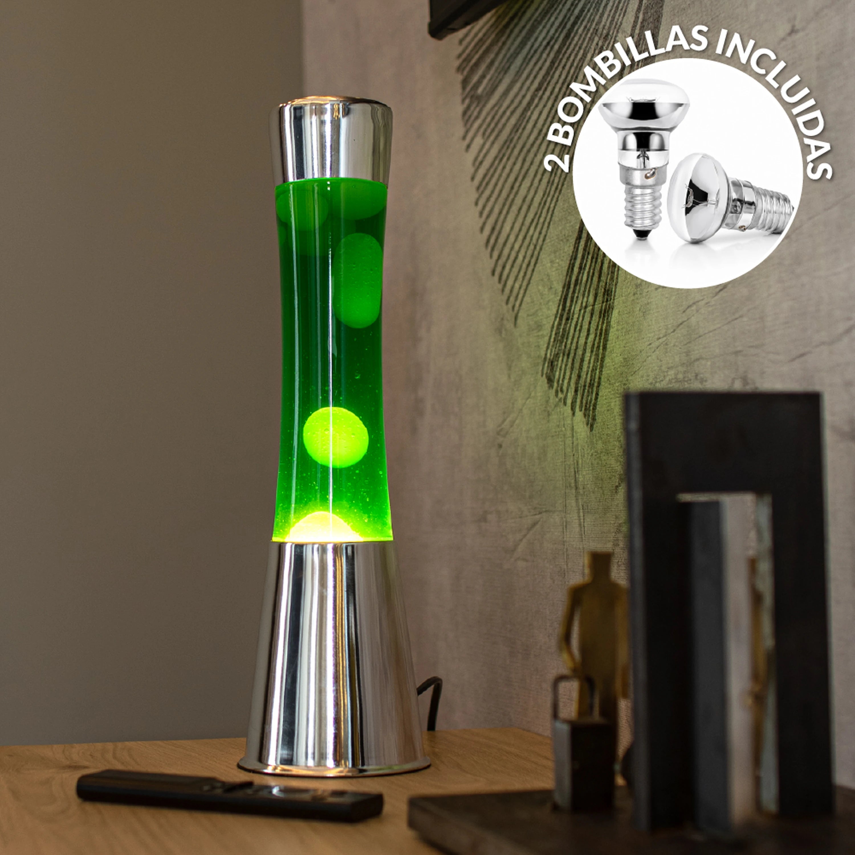 Lampe à poser en métal et verre Lave argent / vert Fisura - 2