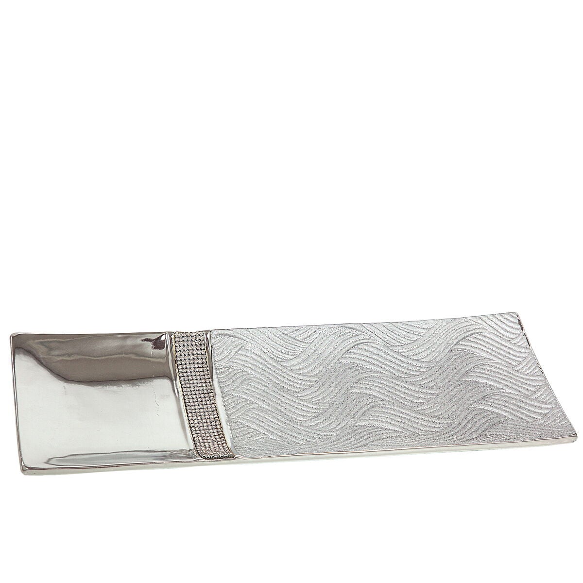 Centro de mesa romimex plateado cerámica 39 x 3 x 14 cm