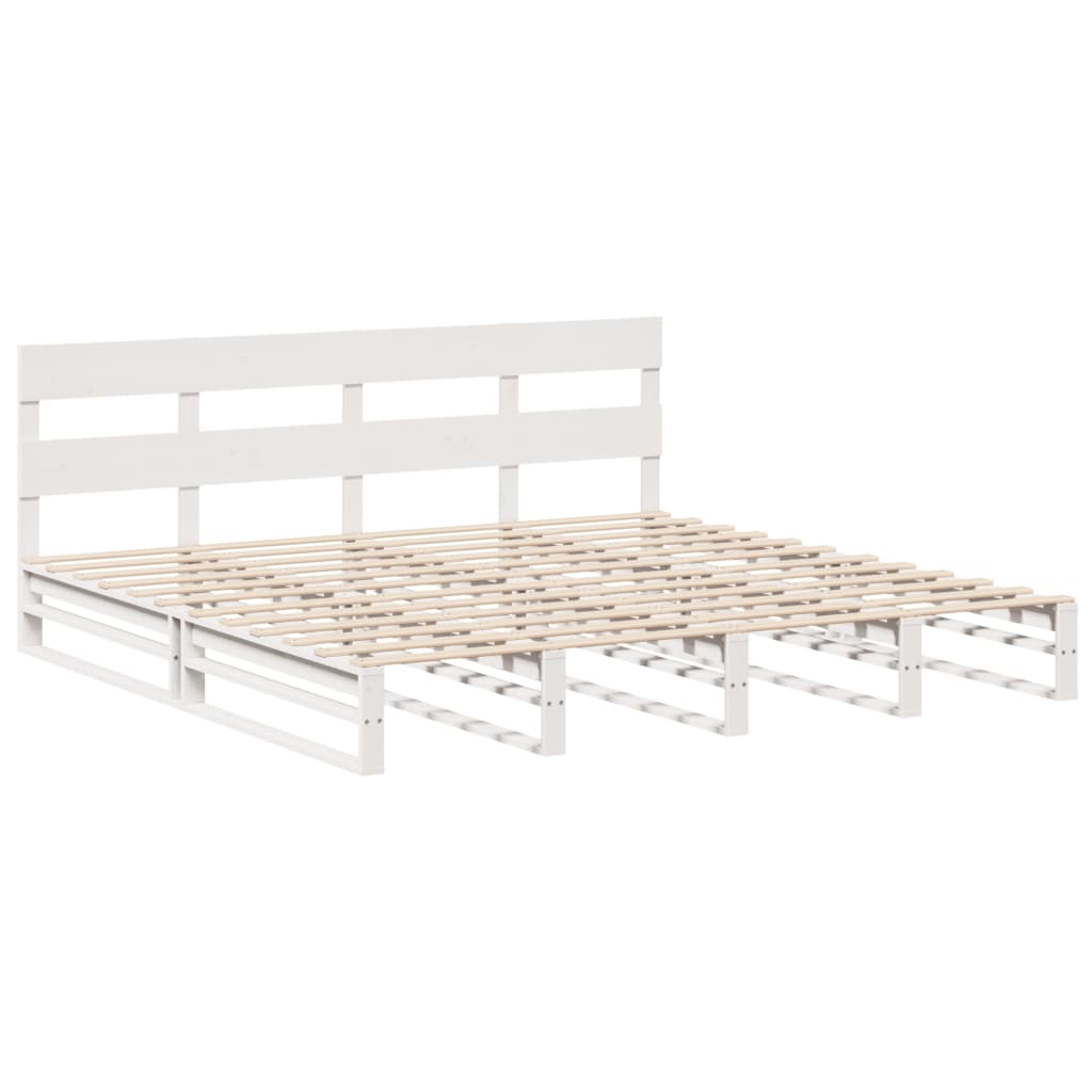 Cadre de lit sans matelas en bois massif de pin blanc pour la chambre, 200 × 200 cm - 3