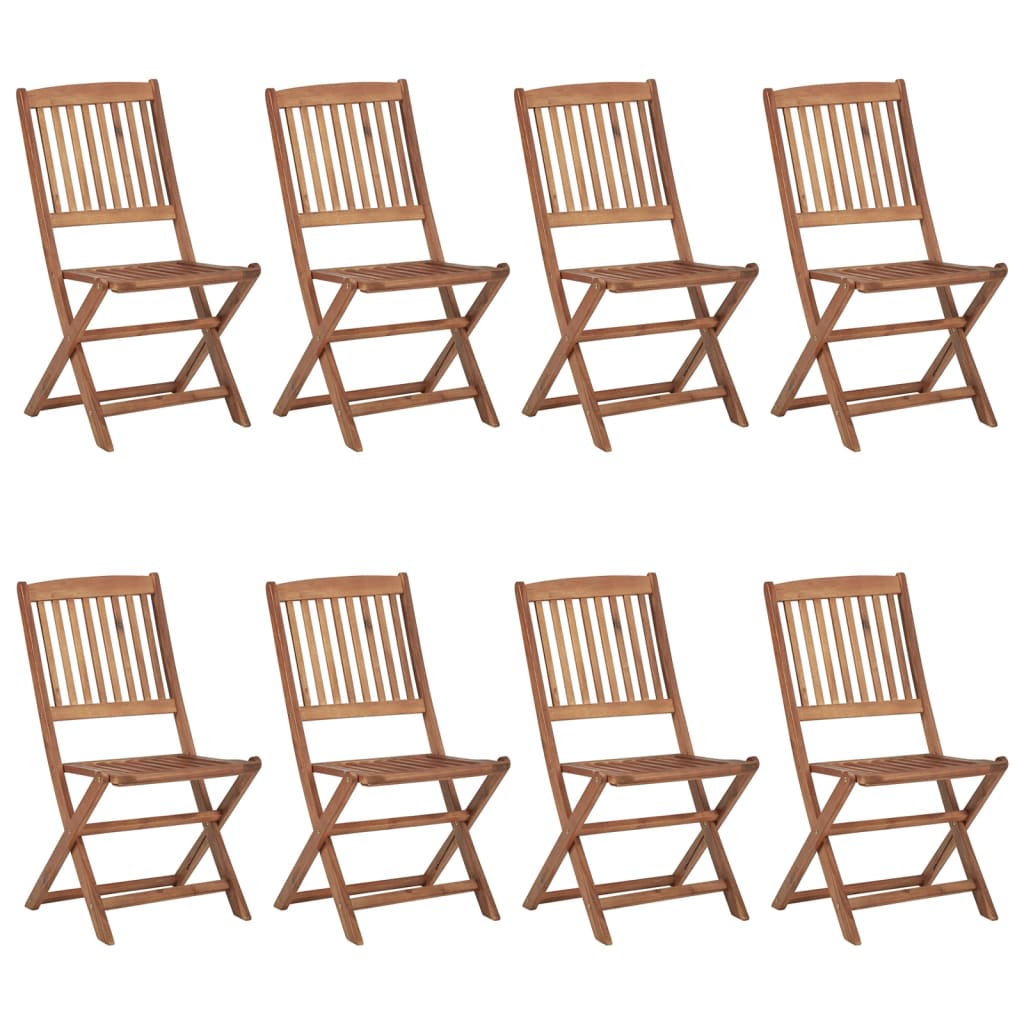 Chaises pliables de jardin 8 pcs avec coussins Bois d'acacia - 2